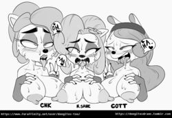 2017 ahe_gao anthro armwear bandicoot big_breasts blush breasts clothing coco_bandicoot coco_bandicoot_(crash_of_the_titans) colored_nails crash_(series) dongitos drooling eyelashes female flower greyscale hair headbang heart long_hair long_nipples looking_pleasured mammal marsupial monochrome nails nipples orgasm_face plant ponytail saliva sweat text tongue tongue_out video_games