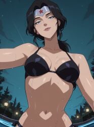 2025 ai_generated belly black_bikini black_dot_eyes black_eyebrows black_hair_female blue_eyes_female bubbleteexl dc dc_comics female_only holding_viewer instagram looking_at_viewer meta orange_lips pool_background red_star seductive_expression seductive_female seductive_smile silver_headband smile_at_viewer smiling_at_viewer tummy wet_bikini wet_body wet_head wonder_woman wonder_woman_(dcamu) wonder_woman_(series)