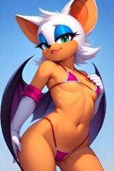 ai_generated anthro bat bat_wings body_fur furry micro_bikini rouge_the_bat solo sonic_(series) sonic_x