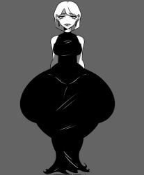 angelh96334 big_ass black_and_white bottom_heavy dress dumptruck_ass earrings enormous_ass goth goth_girl hourglass_figure lipstick sad