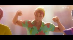 1boy abby_(kpop_demon_hunters) abs anime_style blush blushing boy_band button_pop female funny funny_face gif happy happy_face horny_female idol kpop kpop_demon_hunters male muscular muscular_male netflix official_animation official_art popcorn red_face saja_boys sony_pictures_animation tagme zoey_(kpop_demon_hunters)