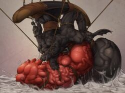 abs absurd_res balls big_balls big_penis black_body bodily_fluids bondage bondage bound claws cum dragon dragon_taur dreamworks erection european_mythology excessive_cum excessive_genital_fluids fury_(httyd) genital_fluids genitals hi_res how_to_train_your_dragon huge_balls huge_cock hyper hyper_balls hyper_genitalia hyper_penis male membrane_(anatomy) membranous_wings muscular muscular_male muscular_taur mythological_creature mythological_scalie mythology night_fury pecs penis quadruped scalie solo tail taur tochka vein veiny_penis western_dragon wings