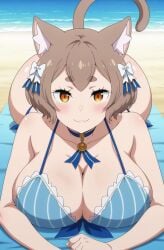 1female 1girls :3 ai_assisted ai_generated animal_ears anthro anthro_female anthro_focus anthro_only beach beach_background bikini bikini_top black_pupils blue_bikini blue_bikini_top blue_choker blush blush_lines blushing_at_viewer blushing_female bottom_heavy bottom_heavy_female brown_hair bubble_ass bubble_butt cat_ears cat_girl cat_tail catgirl choker civitai cleavage cleavage_focus clothed clothed_anthro clothed_female coloredbin.ai coloredbin_ai ear_tuft face_focus felix_argyle female female_anthro female_focus female_only frilly_bikini front_view front_view_focus full_body full_body_view fully_clothed fully_clothed_anthro fully_clothed_female genderswap_(mtf) hair_bows hair_ornament huge_ass huge_boobs huge_breasts huge_butt large_ass large_boobs large_breasts large_butt large_tits laying_down laying_on_belly laying_on_ground laying_on_stomach laying_on_towel laying_on_towel_at_beach leaning leaning_forward light-skin light-skinned_female light_blush light_skin light_skinned_female looking_at_viewer massive_ass massive_boobs massive_breasts massive_butt massive_tits outdoor_background outdoors outside plump_ass plump_boobs plump_breasts plump_butt plump_tits re:zero_kara_hajimeru_isekai_seikatsu rule_63 rule_63 seductive seductive_eyes seductive_gaze seductive_look short_hair smiling smiling_at_viewer solo solo_anthro solo_female solo_focus tail thick_eyebrows white-skinned_female white_skin white_skinned_female yellow_eyes