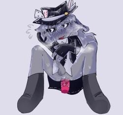 1boy 1male anal_insertion anal_juice balls blush blush_lines blushing_male chance_(forsaken) dildo_in_ass fedora forsaken_(roblox) gay glasses_on_face grey_body grey_hair lungzhurt pantsless penis precum precum_on_penis roblox roblox_game robloxian self_upload smiling socks sunglasses sweatdrop sweating sweating_male tagme