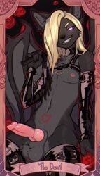 absurd_res animal_genitalia animal_penis anthro black_body black_fur blonde_hair canid canine canine_genitalia canine_penis card choker clothing fangs femboy fox fur genitals hair handwear hi_res huge_filesize jewelry latex latex_clothing latex_handwear latex_legwear latex_thigh_highs legwear male male_only mammal necklace penis solo surfal_hoptokins_(jackhazardous) tarot tarot_card teeth thigh_highs vampire vulpkanin whip wings womb_tattoo yabeweny