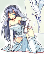 1boy ;o admiral_(kantai_collection) agano_(kantai_collection) arm_support bare_shoulders blue_hair breasts bridal_veil bride close-up collarbone commentary_request dress elbow_gloves female garter_straps garters giantess gloves green_eyes hat holding_person kantai_collection kneeling long_hair medium_breasts military military_uniform naval_uniform one_eye_closed open_mouth peaked_cap pussy_juice pussy_juice_trail seo_tatsuya size_difference straight thighhighs uniform veil very_long_hair wedding_dress white_dress white_footwear white_gloves white_legwear