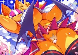 armpits bat bat_wings big_breasts breasts green_eyes krokobyaka large_breasts low-angle_view rouge_the_bat sailor_uniform sonic_(series) sonic_the_hedgehog_(series) white_fur yellow_body