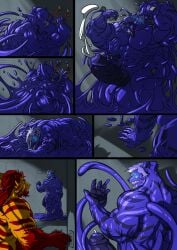 anthro balls big_balls big_penis cock comic dick engis_(trencalos) feline furry fusion gay goatee goo_creature hair homosexual kissing male male/male male_only merging muscles muscular muscular_male penis pubes pubic_hair restrained shark shark_teeth sharp_teeth slime stripes testicles tiger tongue tongue_out trencalos vein veiny_penis