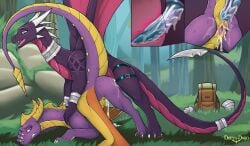 absurd_res activision anal anal_sex animal_genitalia ass_up bite bite_mark blade bodily_fluids claws closed_eyes cum cum_drip cum_in_slit cum_inside cum_while_penetrated cynder dildo dildo_in_ass dildo_insertion doggy_style dominant dominant_female dragon dreyk-daro dripping duo european_mythology female female_penetrating female_penetrating_male feral feral_on_feral feral_penetrated feral_penetrating feral_penetrating_feral forest from_behind_position genital_fluids genital_slit genitals hand_holding hi_res horn long_neck male male/female male_penetrated membrane_(anatomy) membranous_wings mythological_creature mythological_scalie mythology neck_bite object_in_ass outside pawpads pegging penetration plant purple_body purple_scales scales scalie sex sex_toy sex_toy_in_ass sex_toy_insertion sharp_teeth spyro spyro_the_dragon strapon strapon_in_ass tail tail_blade teeth toe_claws toying_partner tree ventral_scales weapon_tail western_dragon wings yellow_horn