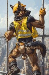 adam360 ai_generated anthro ass balls bum canid canine canis domestic_dog furry german_shepherd k9 male solo solo_male