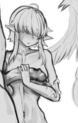 breasts cum cum_on_body estis female harpy harpy_girl kishinco scar small_breasts