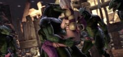 1girls 3d animated areolae ass ass_grab bondage breasts cum cum_in_pussy cum_inside deathbloomsva deplaps72 femsub group high_heel_boots high_heels interracial interspecies isabella_valentine kaminakirei lizard lizardman lizardman_(soul_calibur) nipples penetration penis restrained soul_calibur sound source_filmmaker standing standing_sex tagme video