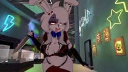 chasing fnia holding_knife horny_eyes tongue_out vanny_(fnaf) vrchat vrchat_avatar
