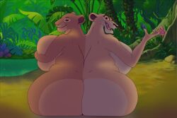 breasts butt conjoined lion sarabi_(the_lion_king) the_lion_king theyton zira_(the_lion_king)