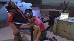 3d blowjob bottomless closed_eyes daesdemona deepthroat fellatio gay head_back head_thrown_back holding_head holding_head_down kneeling kneeling_oral_position looking_at_partner looking_pleasured looking_up male male_only open_mouth oral oral_sex outdoor_sex outdoors scout_(team_fortress_2) sfm sniper_(team_fortress_2) source_filmmaker team_fortress_2 tf2 yaoi