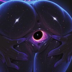 ai_assisted ai_generated astronaut astronomical_ass astronomical_genitalia astronomical_giantess black_hole clitoris cosmic_background cosmic_being cosmic_skin falling galaxy gigantic_ass gigantic_butt moody_hat showing_ass showing_pussy space space_background spread_pussy