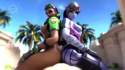 1080p 1boy 2girls 3d alternate_costume animated ass blizzard_entertainment blue_skin breasts buttjob covered_buttjob dark-skinned_female dark_skin double_buttjob female female_focus interracial its-gergless latina looking_at_viewer male nipples overwatch pale-skinned_male pale_skin penis short_playtime shorter_than_30_seconds shorter_than_one_minute sombra sound straight tagme tulum_sombra video video_games widowmaker wink