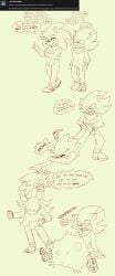 absurd_res anthro badfoxxxrage belly big_belly dialogue duo forced hi_res male male/male oral_vore same_size_vore sega shadow_the_hedgehog sonic_(series) sonic_the_hedgehog sonic_the_hedgehog_(series) speech_bubble stomach_bulge unwilling_prey vore