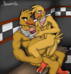 2boys anal anal_sex ass avian balls beak bellyjob big_penis bird blush chica_(fnaf) chicken claws cum cum_in_ass cum_inside cum_on_body cum_while_penetrated cupcake feathers five_nights_at_freddy's five_nights_at_freddy's_2 food gay hands-free invalid_tag male markdeth markdeth_(artist) muscular orgasm overweight penetration penis rule_63 sex toy_chica_(fnaf) video_games yaoi yellow_feathers