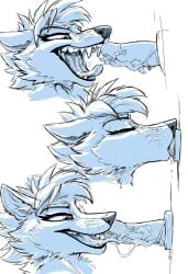 ambiguous_gender anthro ass barefoot canid duo fangs feet fellatio fluffy fluffy_tail lifting male mammal mawplay micro micro_abuse nude open_mouth oral penile questionable_consent restrained sex size_difference smile soles tail teeth tirrel tongue