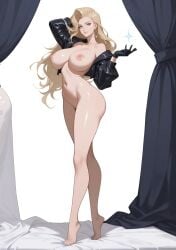 ai_generated bewitching_thighs blonde_hair blue_eyes dagger_(marvel_rivals) full_body large_breasts marvel_rivals naked shu