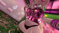 ass big_ass big_breasts bottom_view bracelet breasts chica_(cally3d) chica_(fnaf) chiku curvy fat_ass female five_nights_at_freddy's fnia fredina's_nightclub glamrock_chica_(fnaf) glamrock_chiku hair_clips reflective_body reflective_clothing security_breach selfie shiny_clothes shiny_skin solo thicc thick thick_thighs thong tummy vrchat vrchat_avatar
