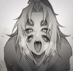 2025 2d 2d_(artwork) 2d_artwork artist_request implied_blowjob kokushibo monochrome source_request tagme