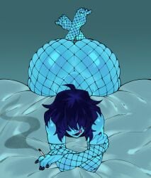 big_ass big_butt blue_body blue_skin darksheep deltarune feet femboy fishnet_legwear fishnets kris_(deltarune) licking_lips lips lipstick male male_only massive_butt painted_nails presenting presenting_ass presenting_butt presenting_hindquarters pyonii twink