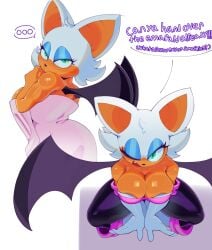 2d 2d_(artwork) 2d_artwork bat_ears bat_wings bath_towel big_ass big_boobies big_booty big_breasts big_butt big_chest big_hips big_thighs blue_eyeshadow boots bubble_ass bubble_butt busty busty_female cleavage cleavage_overflow dark-skinned_female eyelashes fangs gloves green_eyes half-closed_eyes huge_breasts large_breasts muscular_female rouge_the_bat round_ass round_butt sega shiny_skin sonic_(series) sonic_the_hedgehog_(series) talons_tw thick_ass thick_thighs white_fur white_hair wide_hips wide_thighs winking_at_viewer
