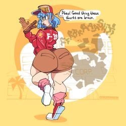 1girls 2020s 2022 2022s alternate_version_at_source big_ass blue_hair brown_shorts bulma_briefs capsule_corp capsule_corporation_logo color detonassion digital_drawing_(artwork) digital_media_(artwork) dragon_ball fanning fanning_face fanning_self fart fart_cloud fart_fetish fat_ass huge_ass jpg round_ass round_butt shart sharting short_hair shorts solo solo_female solo_focus twitter_link wet_fart