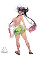 1girls alternate_costume breasts callie_(splatoon) large_breasts little_blood nintendo nipples simple_background splatoon splatoon_(series) white_background