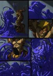 anthro balls big_balls big_penis cock comic dick engis_(trencalos) feline furry fusion gay goatee goo_creature hair homosexual kissing male male/male male_only merging muscles muscular muscular_male penis pubes pubic_hair restrained shark shark_teeth sharp_teeth slime stripes testicles tiger tongue tongue_out trencalos vein veiny_penis