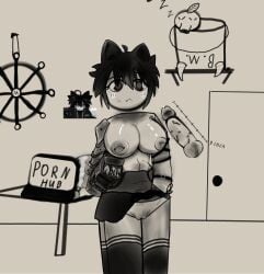 almost_naked big_breasts big_penis blush cat_ears catgirl cute_face oc peashooter_(pvz) roblox robloxian short_skirt tights wet_panties wet_pussy