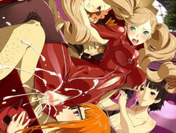 1boy 4girls ann_takamaki atlus blonde_hair bodysuit breasts brown_hair censored color creampie cum cum_in_pussy female green_eyes haru_okumura human large_breasts lolita_channel long_hair makoto_niijima male megami_tensei mosaic_censoring muimui navel nipples orange_hair pale_skin persona persona_5 phantom_thief_suit rape red_eyes sakura_futaba sega sex shadow_self_(persona) short_hair straight suguru_kamoshida unzipped unzipped_bodysuit vaginal vaginal_penetration yellow_eyes