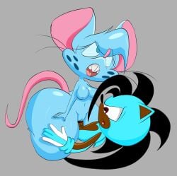 anthro arcadethehedgehog hedgehog looking_up mia_mouse mouse murid nude nude_female original rodent