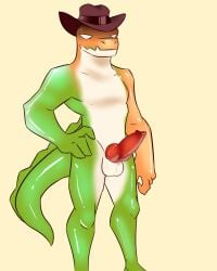 2024 4:5 4_fingers absurd_res alexdehell animal_genitalia animal_penis anthro balls brown_clothing brown_hat brown_headwear candy canine_genitalia canine_penis clothing crocodile crocodilian dessert digital_drawing_(artwork) digital_media_(artwork) empty_eyes erection featureless_chest fingers food food_creature genitals glistening glistening_body glistening_genitalia glistening_penis glitch_productions green_body green_tail gummigoo_(tadc) gummigoo_(the_amazing_digital_circus) gummy_(food) gummy_creature hand_on_hip hat hat_only headgear headgear_only headwear headwear_only hi_res knot knotted_penis living_candy male male_anthro male_only mostly_nude mostly_nude_anthro mostly_nude_male multicolored_body orange_body penis red_penis reptile scalie simple_background solo tail teeth the_amazing_digital_circus white_balls white_body