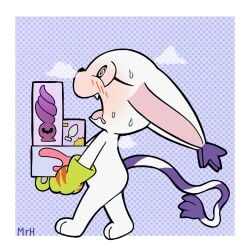 anthro aroused aroused_smile bandai_namco bianc_(el_senor_erizo) blush bodily_fluids buttplug claws clothing digimon digimon_(species) dildo eyelashes felid female fur gatomon gloves handwear hi_res mammal mr_harinezumi plug_(sex_toy) sex_toy smile solo steam sweat tail vibrator white_body white_fur