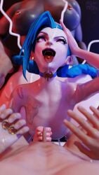 1boy 1futa 3d ahe_gao blender blue_hair choker collar cuckold cum cum_on_face drooling female futanari hair_pull jewelry jinx_(league_of_legends) league_of_legends missyastrea nipple_piercing ntr pov purple_eyes queen_of_spades self_upload small_breasts small_penis tongue_out