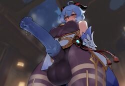 1futa 1girls ai_generated bare_shoulders bedroom big_balls big_cock big_penis blue_hair blush clothing dickgirl equine_penis erect_penis futa_only futanari ganyu_(genshin_impact) genshin_impact heavy_breathing horns horsecock horsecock_futanari horsecock_on_humanoid huge_balls huge_cock naughty_face precum self_upload solo thighs veiny_balls veiny_penis wide_hips