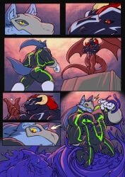 anthro balls blue_body bulge canine cock cock_transformation comic cum dick dragon engis_(trencalos) furry gay goo_creature homosexual horn latex latex_suit male male/male male_only markings muscles muscular muscular_male penis penis_transformation reptile restrained semen shark skull slime tail testicles transformation trencalos underwear vagina vaginal_penetration vaginal_sex vein veiny_penis wings wolf