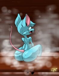 1girl anthro ass bubble_ass bubble_butt fur lewdlemonarts mia_mouse mouse mouse_girl mouse_tail murid nude nude_anthro nude_female original rodent sauna sauna_bench solo_anthro squeak steam sweating twitter_username
