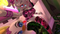 ass breasts chica_(cally3d) chica_(fnaf) chiku curvy female five_nights_at_freddy's five_nights_at_freddy's:_security_breach glamrock_chica_(fnaf) huge_ass huge_breasts reflective_body reflective_clothing selfie shiny_clothes shiny_skin solo thicc thick thick_thighs thong tight_shirt tummy vrchat vrchat_avatar