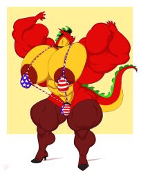 bara blue_mankini bobthetanuki buff colored_mankini country_mankini dragon extrasizedbob jake_long long_(wish_dragon) male mankini red_body red_mankini red_skin sexy white_mankini yaoi