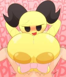 annabee_(woebeeme) antennae_(anatomy) anthro areola arthropod bee big_breasts black_eyes blush breast_play breasts duo english_text female first_person_view hi_res huge_breasts hymenopteran insects k-10 looking_at_viewer male male/female male_pov non-mammal_breasts onomatopoeia sex sound_effects text titjob yellow_areola yellow_body
