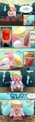 2d 2d_(artwork) alice_(jamearts) applying_lipstick applying_makeup big_lips blonde_hair blue_eyes bowtie clapping closed_eyes comic contest dialogue digital_drawing_(artwork) digital_media_(artwork) flowers freckles freckles_on_breasts freckles_on_face human human_female human_male jamearts jimmy’s_sloppy_life jimmy_(jamearts) kiss_mark kissing light-skinned_female light_skin mwah panels pink_bowtie puckered_lips red_lips red_lipstick red_lipstick_mark reflection reward saliva saliva_drip saliva_trail scared scared_expression scared_face shiny_lips sillouette smooch stretching torture victim victim_human victim_male