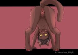 absurd_res anthro anus areola bent_over black_border black_eyes border breasts brown_areola brown_hair brown_nipples digitigrade domestic_cat eyelashes felid feline felis female genitals hair hi_res inner_ear_fluff ivy_pepper katze_claws lackadaisy looking_at_viewer looking_back looking_back_at_viewer mammal navel nipples nude open_mouth open_smile pawpads pink_anus pink_background pussy rear_view short_hair simple_background small_breasts smile solo thick_thighs tuft whiskers wide_hips yellow_sclera