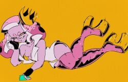 artist_request big_heels breasts breasts_out inkling laying_on_side nintendo nipple_covers off_the_hook_(splatoon) pearl_(splatoon) pose posing splatoon splatoon_(series) splatoon_2 twitter_link
