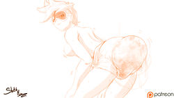 breasts diaper messy_diaper monochrome nipples overwatch scat sketch sketchmandl soiling tracer twerking