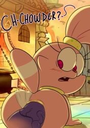 1boy 1girls 2023 all_fours anal anal_sex anthro anthro_on_anthro anthro_penetrated anthro_penetrating anthro_penetrating_anthro anus ass blush building cartoon_network chowder_(character) chowder_(series) clothing clothing_aside detailed_background dialogue disembodied_penis doggy_style duo english_text female female_penetrated from_behind_position fur genitals headgear headwear hi_res humanoid_genitalia humanoid_penis interspecies lagomorph leporid looking_pleasured male male/female male_penetrating male_penetrating_female mammal narrowed_eyes open_mouth outside outside_sex panini_(chowder) panties panties_aside penetration penile penile_penetration penis penis_in_ass pink_body pink_eyes pink_fur pink_tail pokachu_(artist) purple_body purple_penis purple_skin rabbit sex shocked tail teeth text tongue underwear underwear_aside vein veiny_penis white_clothing white_panties white_underwear yellow_clothing yellow_headwear young young_anthro young_penetrated young_penetrating