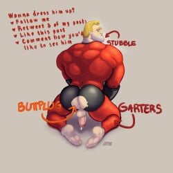 1boy bara barefoot blonde_hair clothed cum dilf disney feet gay humiliation kappiny looking_back male male_feet male_only mr._incredible muscles muscular muscular_male on_knees pixar plain_background presenting_hindquarters ripped_clothing robert_parr solo solo_male superhero the_incredibles the_incredibles_2 yaoi